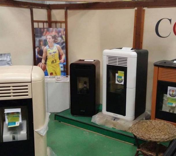 Fireplace shop in Italy using Sundirect infrared panel heater as additional heating